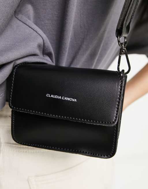 Claudia Canova mini flap top shoulder bag with contrast binding in black, 2 of 4
