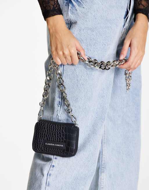 Claudia Canova Mini sac bandouli re imitation croco Noir ASOS