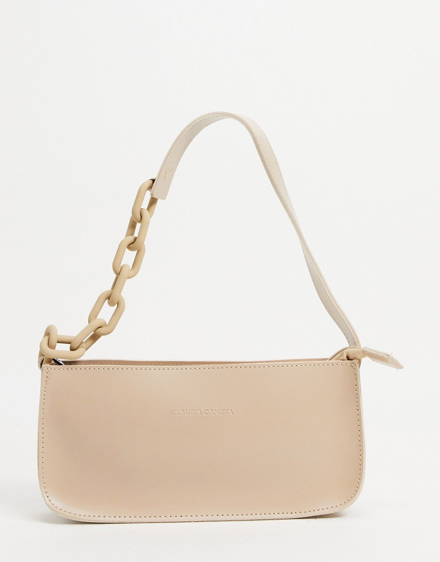 Claudia Canova mini shoulder chain strap bag in taupe-Neutral