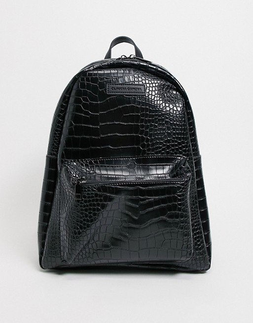 Claudia Canova mock croc backpack in black