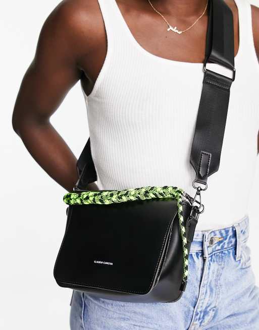 Claudia Canova neon crossbody rope bag in black ASOS
