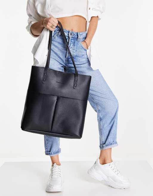 Glamorous Grote tote met suèdelook in zwart