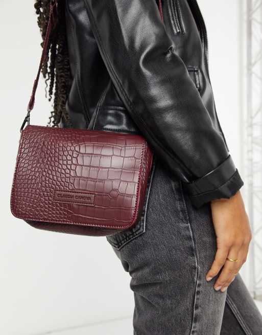 Claudia Canova - Sac bandoulière à rabat - Bordeaux croco, 3 de 4
