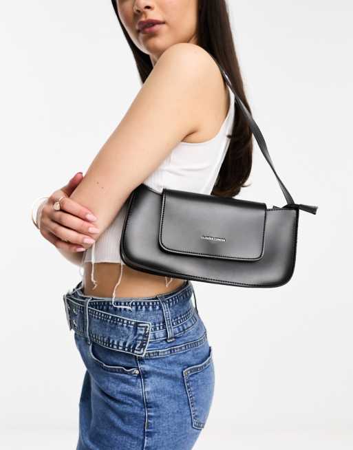 Claudia Canova - Sac porté épaule style baguette avec rabat - Noir