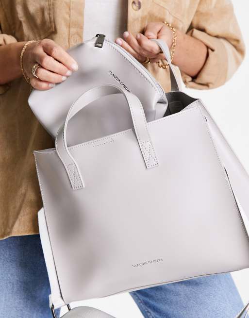 Claudia Canova shoulder strap square tote bag in gray