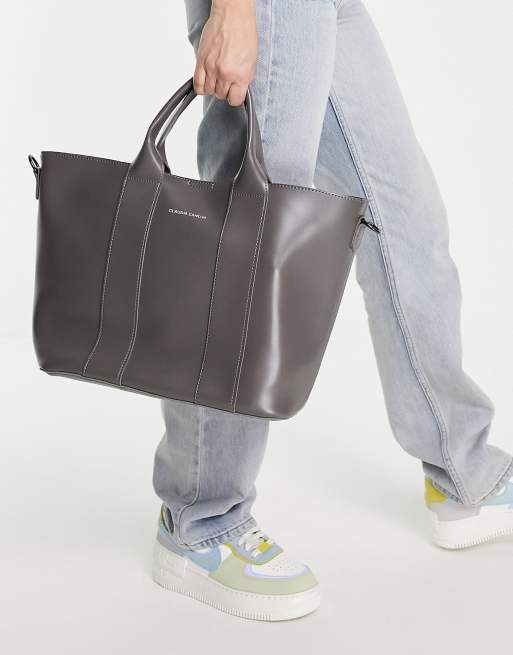 Claudia Canova shoulder strap tote bag with insert pouch in gray