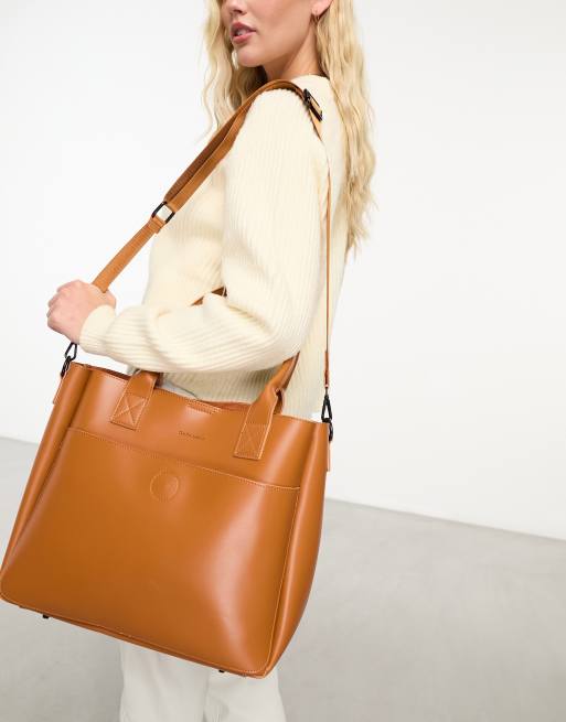 Top Handle Leather Mini Tote Bag In Tan