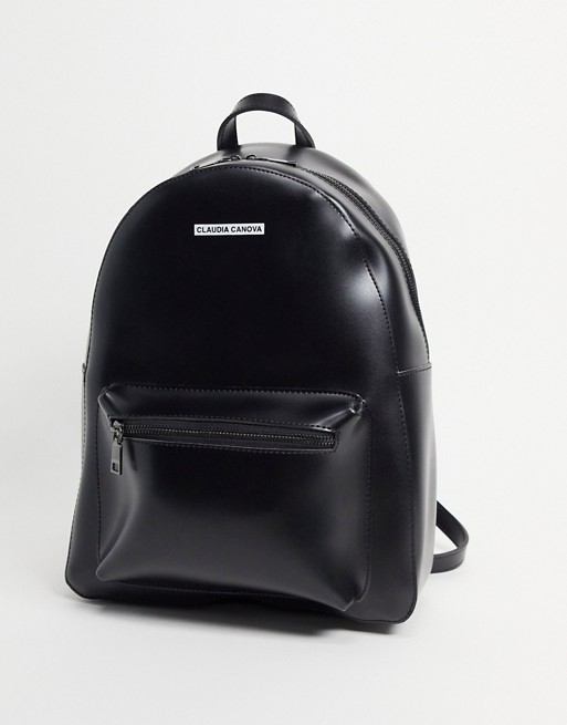 Claudia Canova smooth logo backpack in black