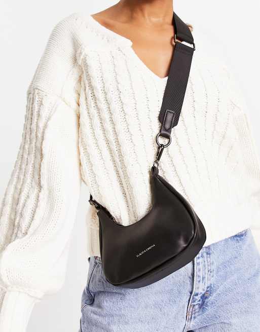 Claudia Canova - Sort crossbody-taske med halvmåneform