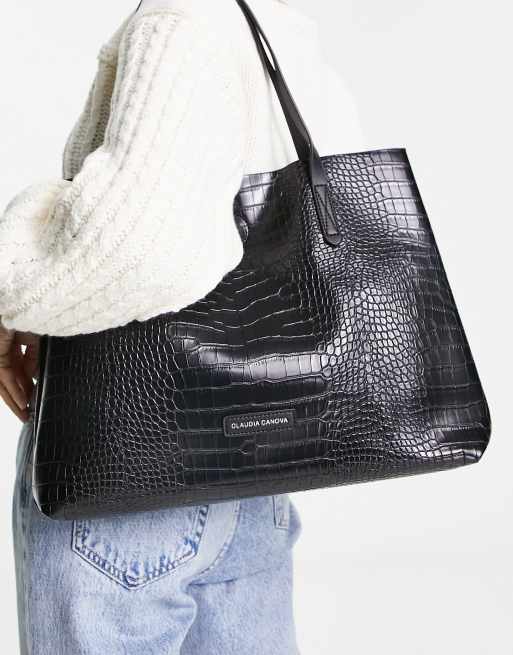 Claudia canova large tote online bag in black croc