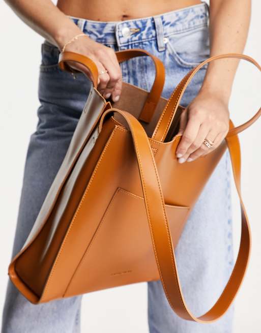 Claudia Canova - Tote tas met diagonale flap in lichtbruin, 3 van 4