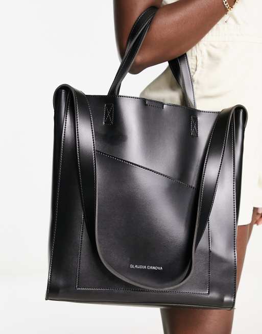 Claudia Canova - Tote tas met diagonale flap in zwart