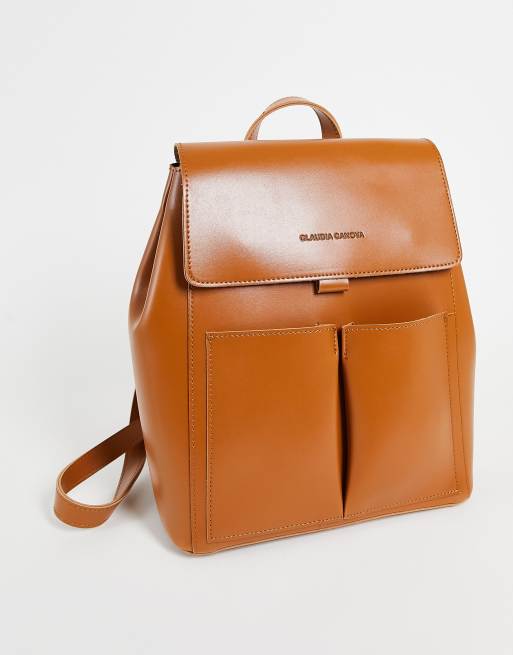 Claudia Canova two pocket flap backpack in tan