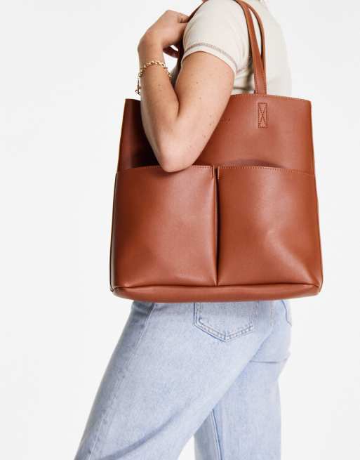 Claudia Canova – Ungefütterte Tragetasche mit zwei Taschen und herausnehmbarem Beutel in Hellbraun, 3 von 4