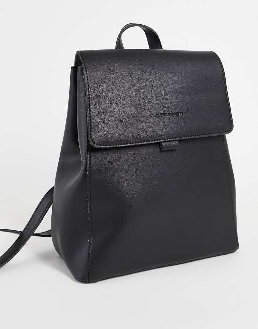 Claudia Canova – Ungefütterter Rucksack mit Umschlag in Schwarz 