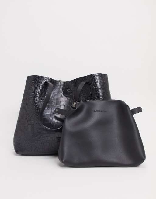 Claudia Canova unlined aline tote bag with removable pouch in black