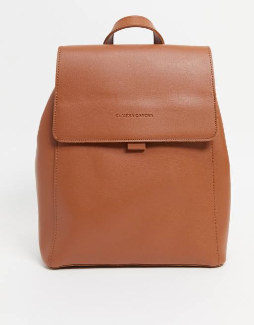 Claudia canova unlined flapover backpack in tan