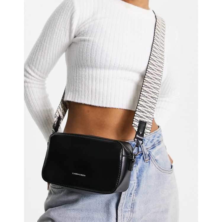 Basic Wide Strap Crossbody Bag Black