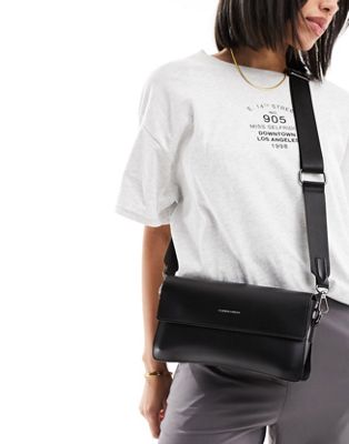 wide strap crossbody bag in black