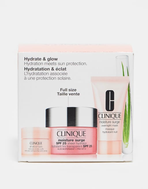 Clinique – Hydrate & Glow – Hydration Meets Sun Protection – Zestaw podarunkowy z nawilżającymi produktami do pielęgnacji skóry z ochroną przeciwsłoneczną – 29% taniej