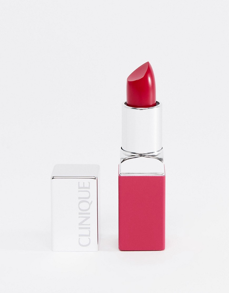 Clinique Pop – Lackad läppfärg + primer – Rose Pop-Röd