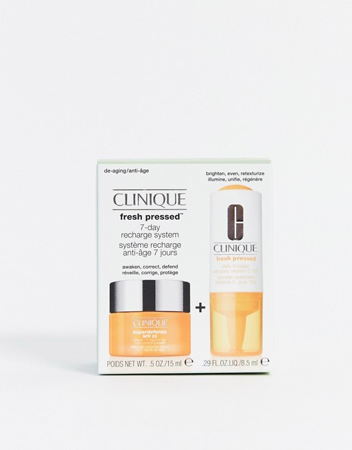 Clinique Starter Duo: Fresh Pressed Vitamin C 10% + Superdefense Cream 15ml Skin Type 1/2
