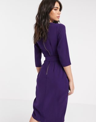 purple sheath dress with sleeves