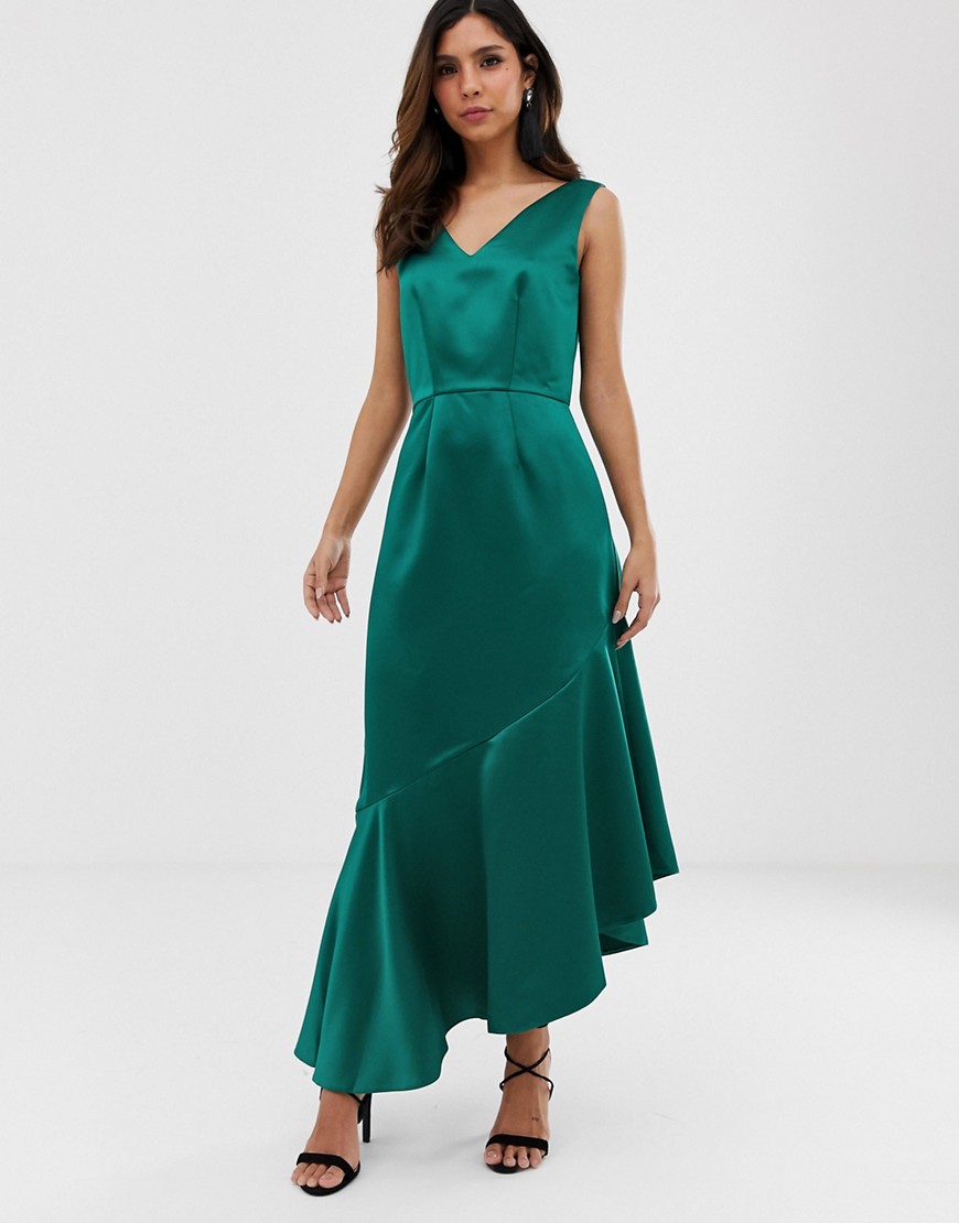 Closet asymmetric frill dress-Green