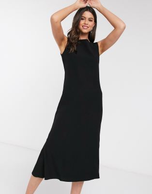 black flare midi dress