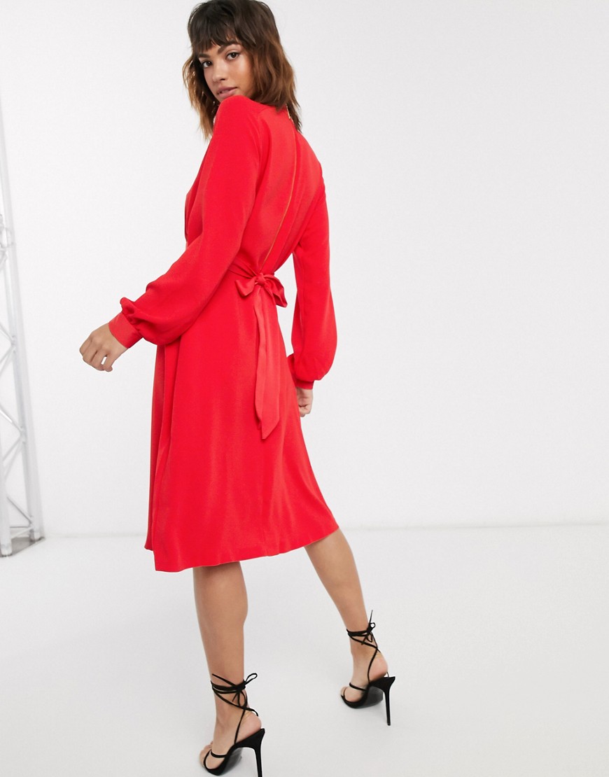 Closet – Hochgeschlossenes Kleid in A-Linie-Rot