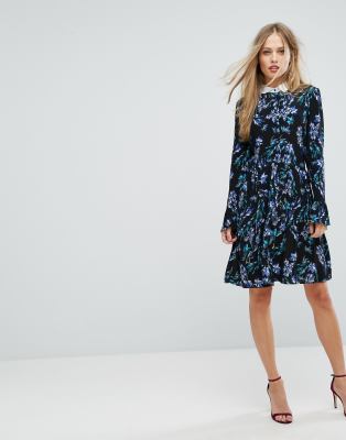 flute sleeve skater dress