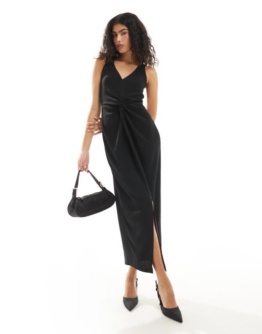 Closet London – Ärmelloses, wadenlanges Kleid in Schwarz 