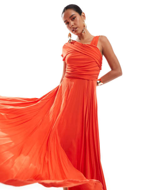 Closet London asymmetric tiered midaxi dress in orange - view 1