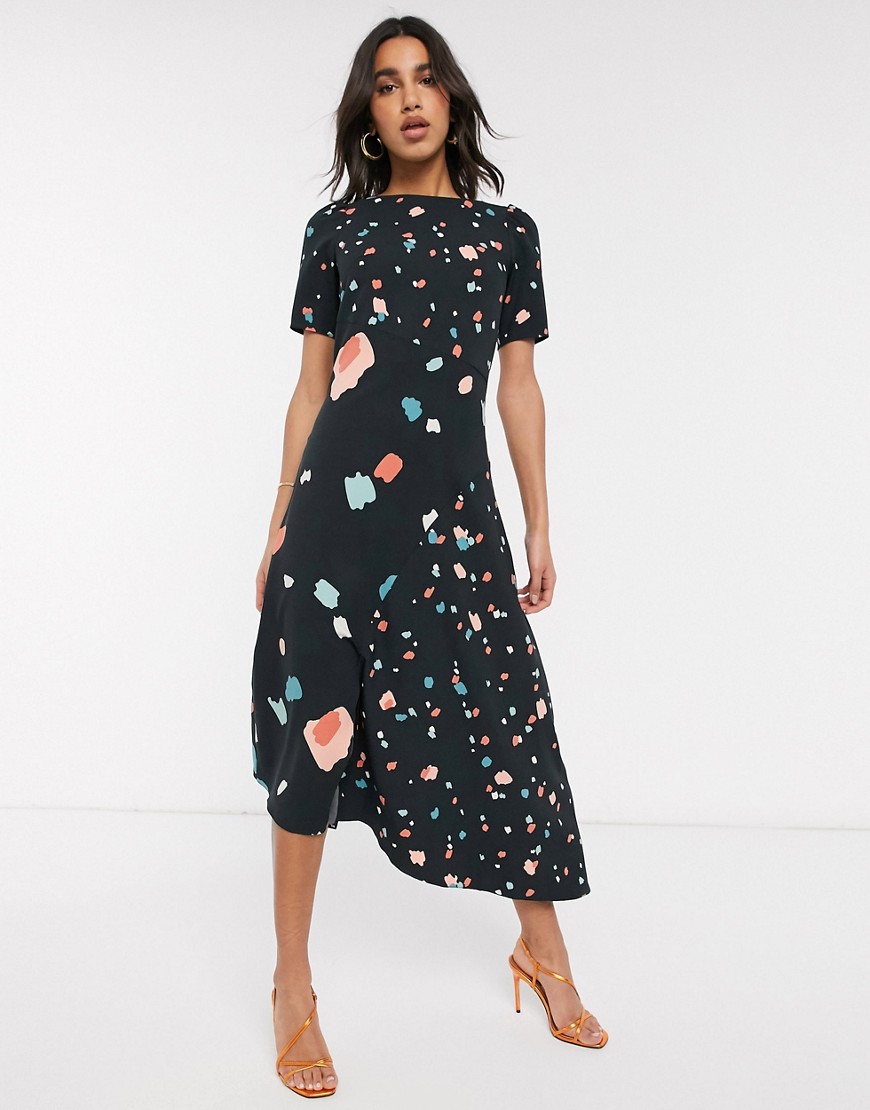 Closet London - Asymmetrische midi-jurk met abstracte print-Multi
