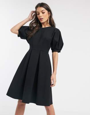 black sleeve skater dress