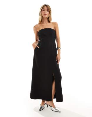 Closet London Bandeau Tailored Midi Dress In Black