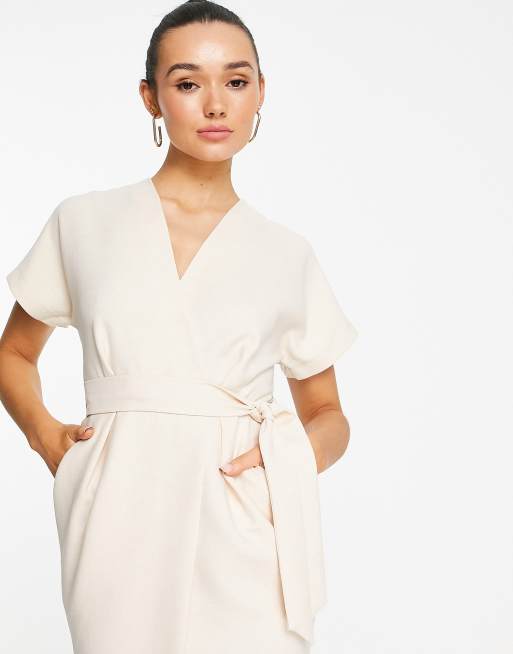 Closet London – Beige midiklänning med kimono-stil, 4 av 4