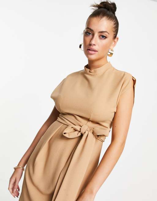 Asos design split sleeve best sale mini dress with obi belt