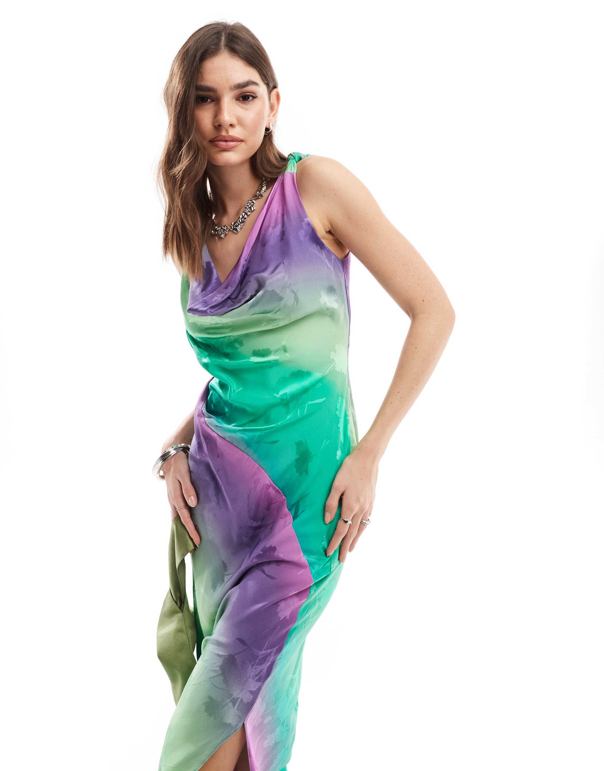 closet london bias cut satin maxi dress in ombre