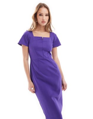 Closet London Bodycon Midi Dress In Purple
