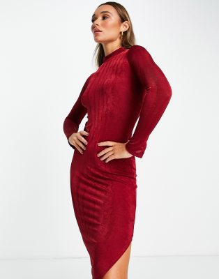 Closet London Closet London bodycon midi dress in wine-Purple