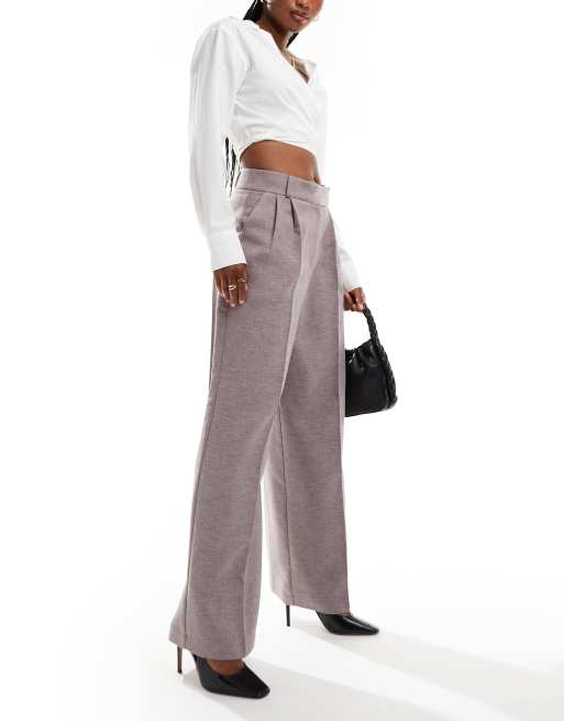 Closet London - Broek met wijde pijpen in grijs