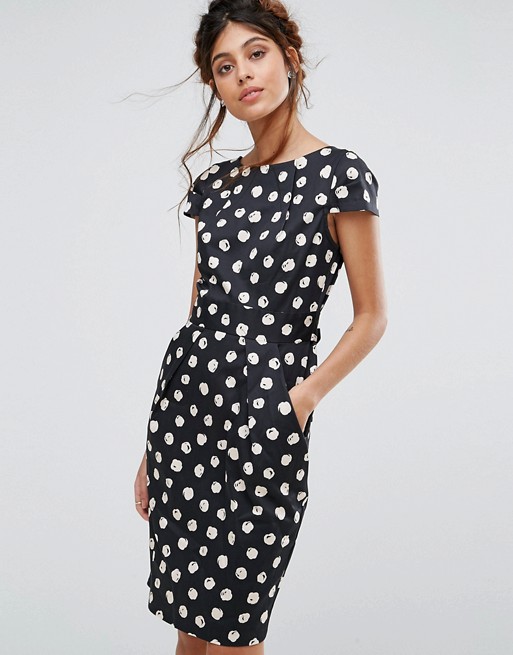 Image result for Closet London Cap Sleeve Midi Dress with Pocket Detail in Spot