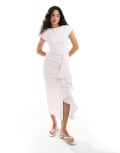 [Closet London] Closet London cap sleeve striped ruffle midi dress in ivory-White 10 Ivory