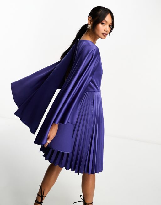 Closet London cape sleeve mini dress in navy, 2 of 4