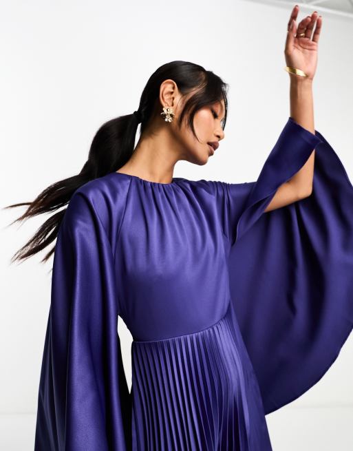 Closet London cape sleeve mini dress in navy, 3 of 4