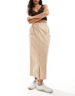 Closet London Cargo Midi Pencil Skirt In Neutral