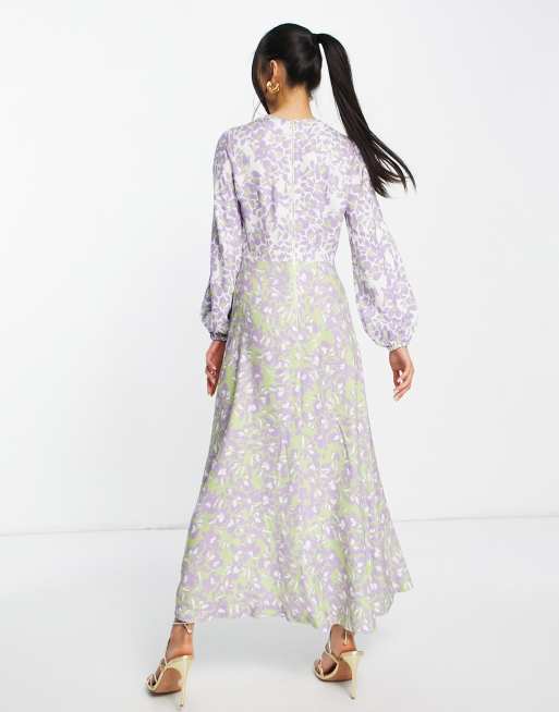 Closet London contrast print midaxi dress in lime clash, 2 of 4