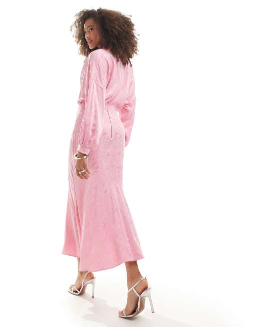 Closet London cowl A-Line high neck midi dress in light pink floral print |  ASOS