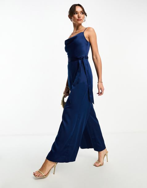 Rent M&S Navy Long Sleeve Wide Leg Jumpsuit